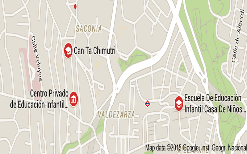 Mapa de las escuelas infantiles en Valdezarza. / Imagen obtenida de Google Maps.