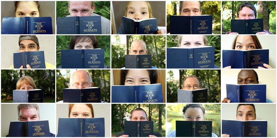 Collage de selfies con el Libro de Mormón. Foto tomada de Zona Mormón. 